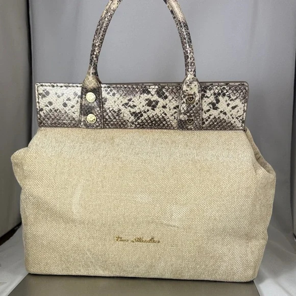 Love Moschino Brown and Cream Wool Snake Doctor Kelly Tote Satchel Bag - Picture 11 of 16